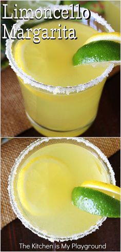 Limoncello Margarita with Lemon-Sugar Rim Lemon Drop Margarita Recipe, Lemon Drop Margarita, What To Make With Limoncello, Lemon Lime Cocktail, Lemon Tequila Drinks, Caravella Limoncello Drinks, Limoncello Martini Recipe, Lemoncello Recipes Easy