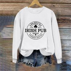 Women's Round Neck St. Patrick's Day Printed Long Sleeved Top Sweatshirts Features: 1. Casual Tops,,Casual Sweatshirt,Polka printing,Hoodie,Fashion Sweatshirt,Long Sleeve,Pullover Sweatshirt ,Casual tops, Casual Wear,Stylish and fashion design, and winter casual Sweatshirt . 2.Material:polyester,Made from fabric, soft and comfortable. 3.The Hoodie Design Sweatshirt makes it more Comfortable attractive to wear. 4.Occasion: Casual,Daily,Birthday,Dating, Fall,Thanksgiving ,Dance Performance,Party, Wedding, For work, At home Vacationand more. Suit for ,Winter and Spring. 5.PLEASE NOTE: Hand or gentle machine wash in cold water / Do not bleach / Line dry. Our clothes all are designed for Asian figure, which means be smaller than normal European sizes. Please refer to our own size chart and you St Patrick’s Day Sweatshirt, Cotton Crew Neck Top For St. Patrick's Day, Casual Green T-shirt For St. Patrick's Day, Cheap St. Patrick's Day Graphic Tee, Design Sweatshirt, St. Patrick's Day Graphic Print Crew Neck Top, Tall Hoodies, Shirts For Leggings, Long Sleeved Top