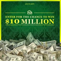 a pile of money sitting on top of a green box with the words enter for the chance to win $ 10 million