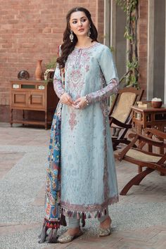 Blue Pakistani Dress in Embroidered Salwar Kameez Style Blue Pakistani Dress, Pakistan Suits, Kameez Style, Serenity Color, Dupatta Style, Pakistani Dresses Online, Miroslava Duma, Shilpa Shetty, Gul Ahmed