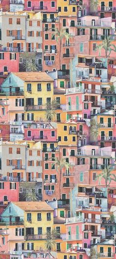 Portovenere Wallpaper in multi-color from the Manarola Collection by Osborne & Little Coral Aqua, Whatsapp Wallpaper, Best Iphone Wallpapers, Kitchen Diner, Art Collage Wall, Iphone Background Wallpaper, Homescreen Wallpaper, Wallpaper Online, Designers Guild