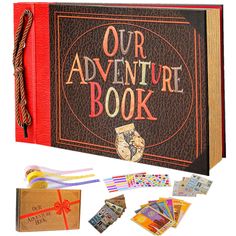 an adventure book with lots of cards and stickers