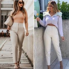 Brand New With Tags! Size S Oyster White Bloggers In Influencers Favorite! High Waist Beige Bottoms For Brunch, Beige Bottoms For Spring Brunch, Off White Trousers For Workwear, Elegant Cream Bottoms For Day Out, Cream Office Bottoms With Pockets, Feminine Off White Bottoms For Summer, Feminine High-waist Beige Bottoms, Feminine Off White Summer Bottoms, Feminine White Bottoms For Brunch