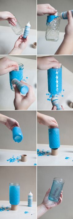 step by step instructions on how to make a diy painted mason jar from plastic cups