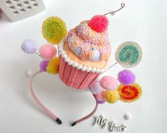 Birthday Hair Accessories, Cupcake Headband, Candy Land Party, Cupcake Costume, Funny Cupcakes, Candy Girls, Headband Diy, Candy Birthday, Work Holiday Party