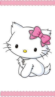 a hello kitty with a pink bow on her head and the word curiosity written below it