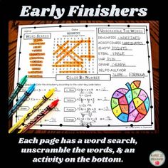 an easy way to use the word search for early finishers with pictures and words