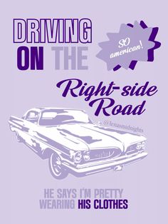 the poster for driving on the right - side road, which features an old car