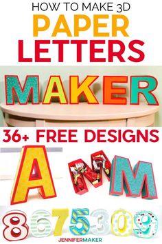 an advertisement for paper letters maker with the text how to make 3d letters and numbers