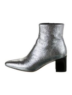 Vince Leather Ankle BootsSilverSemi-Pointed ToesExposed Zip Closure at SidesUnfortunately, due to restrictions, this item may not be eligible for shipping in all areas. Metallic Pointed Toe Boots For Fall, Metallic Ankle Boots For Fall, Metallic Boots For Formal Fall Occasions, Shimmer Boots For Evening In Fall, Elegant Silver Boots For Fall, Chic Silver Boots For Fall, Silver Ankle Boots For Fall, Metallic Leather Boots For Night Out, Trendy Silver Boots For Fall