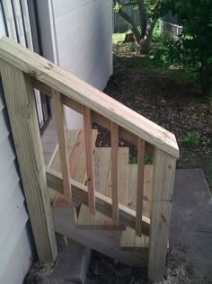 the stairs are made out of wood and ready to be built into the side of the house