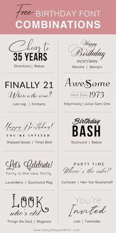 the birthday font combinations are great for any type of party or celebration, and can be used