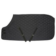 the black saddle pad has two zippers on each side and is attached to it