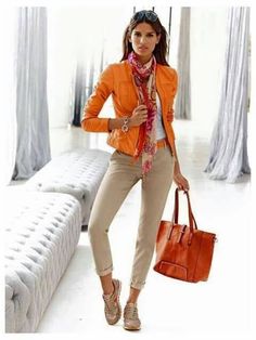 Best Casual Outfits, Orange Jacket, Ideas Outfit, Casual Work Outfits, Fashion Over 40, 가을 패션, Work Outfits, Look Fashion, Chic Outfits