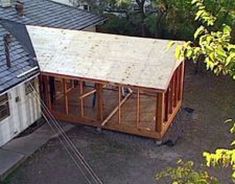 an overhead view of a small house under construction