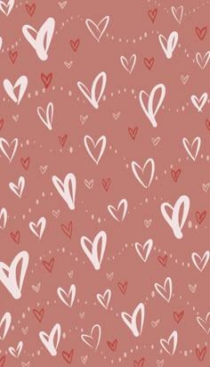 many hearts are drawn on a pink background