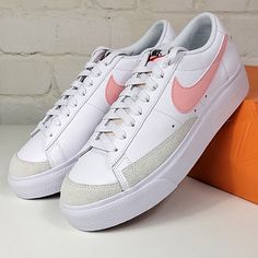 New In Damaged Box. Never Worn. Nike Blazer Low Platform Sneaker White / Pink Blaze- Summit White Dj0292 103 Women's 10 Shoes Nike Blazer, Nike Low Tops, Nike Blazer Low, Blazer Low, Tenis Nike, Nike Tennis, Pink Nikes, Nike Blazer, Platform Sneaker