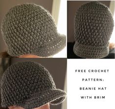 the crochet hat is made with yarn and has two sides that have been turned into