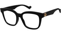 Gucci Logo optical collection model GG0958O 001 featuring shiny black frame and black temple. Gucci Eyewear offer eclectic and contemporary creations that represent the pinnacle of Italian craftsmanship and are unsurpassed in quality, attention to detail and imaginative design. Buy your frames online and take them to your local optician to fit prescription lenses. Gucci Glasses, Gucci Eyewear, Gucci Logo, Optical Lens, Italian Craftsmanship, Designer Eyeglasses, Gucci Sunglasses, Sunglass Lenses, Eyewear Design