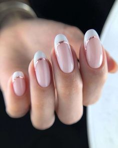 Wedding Nails For Bride Squoval, Round French Tip Acrylic Nails, Round French Tip Nails, Cute French Tip Nails, Almond Wedding Nails, Cute French Tip, Nail Art Elegant, Tip Nail Designs, Nails Collection