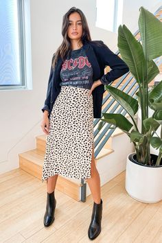 Leopard Print Skirt, Printed Midi Skirt, 가을 패션, Print Skirt, Mode Inspiration