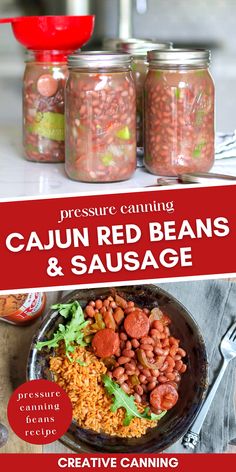 pressure canning cajun red beans and sausage recipe Canned Beans And Sausage, Canning Charro Beans, Canning Beans And Sausage, Pressure Canning Dry Beans, Canning Red Beans And Sausage, Canning Recipes Soup, How To Can Beans, Pressure Canned Meals In A Jar Recipes, Canning Beans Recipes