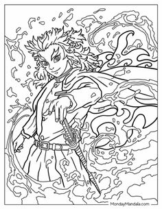 an anime character coloring page for adults