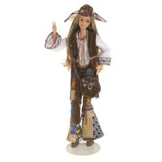 a barbie doll is wearing a pirate outfit and holding a handbag in her right hand