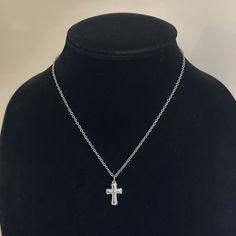 The Dainty Cross Necklace in silver 🤍 Featuring a unique silver cross with dot details and a stainless steel oval link chain. shower proof!  Unisex & tarnish proof- 16" 🖤 each will come with an extender for adjustability.  Made with love 🫶 Silver Cross Necklace With Clavicle Chain, Silver Metal Cross Chain Necklace, Silver Chain Necklace With Cross Pendant, Sterling Silver Cross Chain Necklace With Adjustable Chain, Stainless Steel Silver Cross Chain Necklace, Silver Metal Cross Necklace With Clavicle Chain, Silver Cross Necklace With Chain Pendant, Silver Cross Necklace With Chain, Silver Cross Necklace As Gift