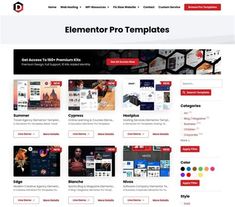 the elementor pro templates page is displayed in this screenshote image, and it