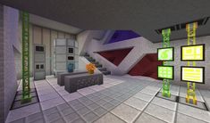 the interior of a modern house in minecraft