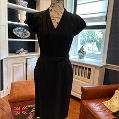 Awesome, Timeless Black Power Dress. Almost Brand New! Classic Black V-neck Dress, Classic Black Dress For Date Night, Classic Black Midi Dress For Office, Classic Black Workwear Dress, Classic Black Dress For Work, Black Lined Sheath Dress, Black Sheath Dress With Lining, Black Sheath Dress Lined, Classic Black Sheath Midi Dress