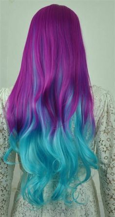 So wish I could pull this off Blue Ombre Hair, Trendy Hair Color, Colorful Hair, Dye My Hair, Mermaid Hair, Rainbow Hair, Cool Hair Color, Dream Hair, Ombre Hair