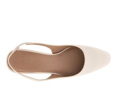 Experience comfort and elegance combined with the Aerosoles Mags slip-on slingback heels. Featuring an updated, almond-shaped toe with a squared up topline on a chic block heel, the modern and sleek design offers a flattering fit and classic style that pairs perfectly with any outfit. The elasticated slingback and slip lasting ensures a secure fit with zero break-in time. Leather or Patent Faux Leather upper, Elastic slingback strap for easy pull on entry,2.5\ wrapped block heel, Squared off poi Beige Slingback Heels With Branded Insole, Beige Branded Insole Slingback Heels, Beige High Heel Slingback Pumps With Branded Insole, Beige Square Toe Heels With Removable Insole, Cream Slingback Pumps With Almond Toe For Summer, Beige Synthetic Slingback Pumps For Formal Occasions, Beige Synthetic Slingback Pumps For Formal Wear, Beige Synthetic Slingback Pumps For Formal Events, Cream Almond Toe Slingback Pumps For Summer