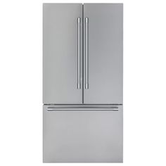 a stainless steel refrigerator freezer with two doors