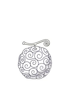 a black and white drawing of a vase with swirls on it's side