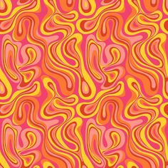 an orange and pink background with wavy lines