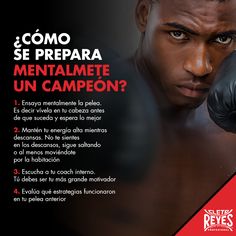 a man with boxing gloves on his face and the words, como se repara mentale un campeon?