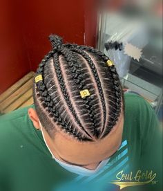 Valentine Braids For Men, 3 Braids Hairstyle Men, Braids Man, Cornrow Ideas, Boys Braids, 3 Braids, Braids With Fade