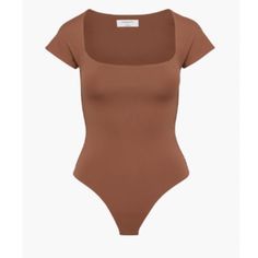 Square Neck Cap-Sleeve Bodysuit. Chocolate Opal Colour. Brown Stretch Summer Bodysuit, Chic Brown Fitted Bodysuit, Summer Brown Stretch Bodysuit, Fitted Brown Casual Bodysuit, Casual Fitted Brown Bodysuit, Casual Brown Fitted Bodysuit, Fitted Brown Bodysuit For Spring, Fitted Brown Summer Bodysuit, Brown Bodysuit Outfit