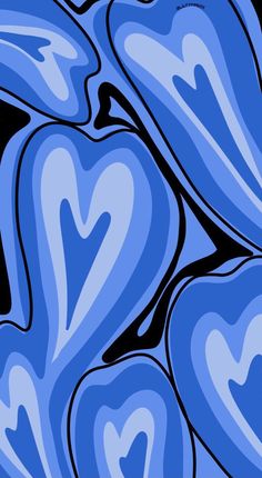 an abstract blue and black background with hearts