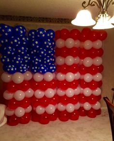 an american flag made out of balloons