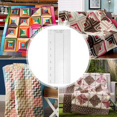 several different quilts are shown with the same color as they appear in this collage