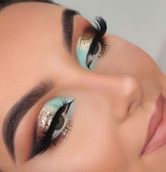 Mint Eyeshadow, Jasmine Makeup, Colourful Makeup, Mini Tutorial, Dramatic Makeup, Colorful Eye Makeup, Makeup Eye Looks