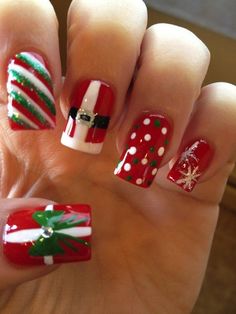 Christmas Nail Art 6 Festive Nail Art, Holiday Nail Designs, Christmas Nails Acrylic, Festival Nails