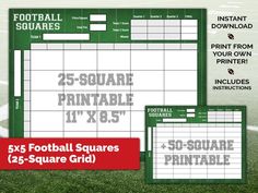 the printable football squares are on display