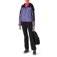 Purple waterproof nylon (52% Polyester, 48% Polyamide). Coat. Long sleeves. Front zipper closure with snap-over placket. Pockets. Fully lined. 24" from shoulder to hemline. Imported. Sporty Skiing Outerwear With Pockets, Blue Waterproof Skiing Outerwear, Blue Ski Outerwear With Pockets, Sporty Red Skiing Outerwear, Purple Ski Jacket, Neoprene Backpack, Fire And Ice, Ski Jacket, Modern Fashion