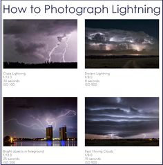 four different lightning pictures are shown in the same image, and there is no image to describe