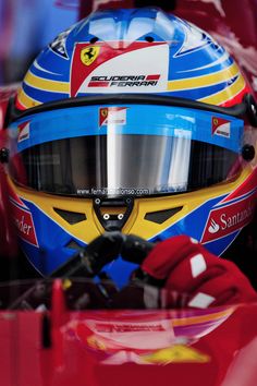 the helmet of ferrari's new driver