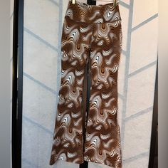 Washed But Never Worn! Size Medium High Waisted Flare Leggings From Target. Retro Brown Bottoms For Spring, Trendy Stretch Brown Bottoms, Trendy Brown Stretch Bottoms, Retro Brown Pants For Spring, Retro Fitted Bottoms With Elastic Waistband, High Waisted Flares, Flare Leggings, Wild Fable, Pant Jumpsuit